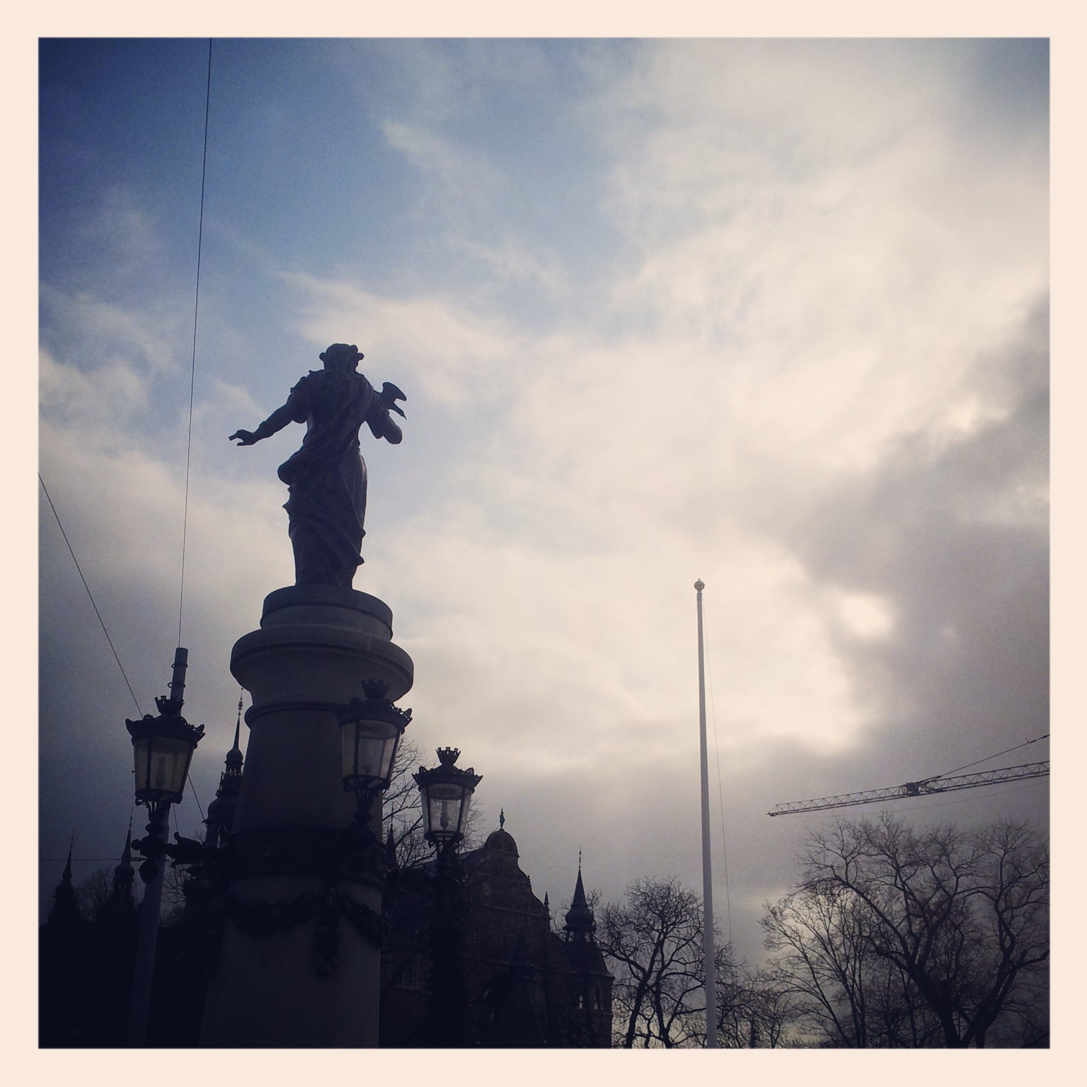 On the bridge walking to the Nordiska Museet, which can be seen in the background.