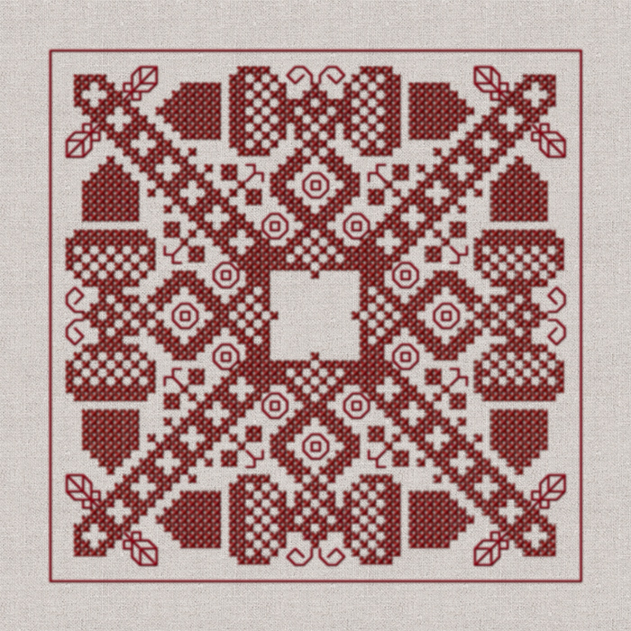 Acorn Biscornu, Cross stitch pattern