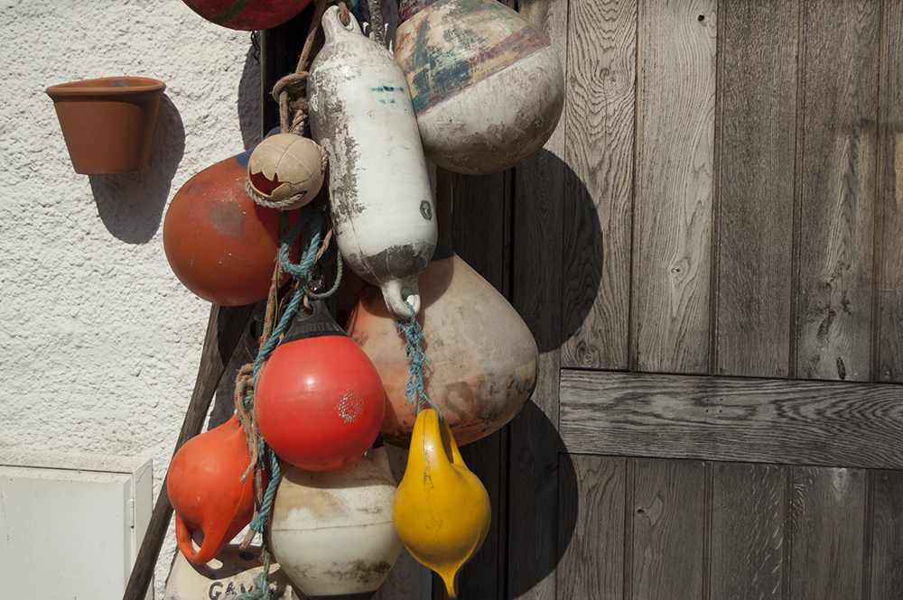 A collection of buoys in Lympstone, Devon