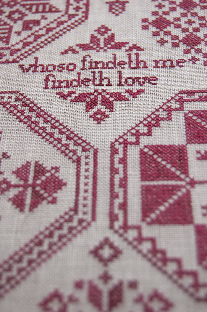 Whoso Findeth Me - A Quaker Cross Stitch Embroidery Sampler, by Modern Folk Embroidery