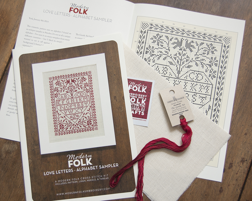 Love Letters - A Cross Stitch Kit by Modern Folk Embroidery