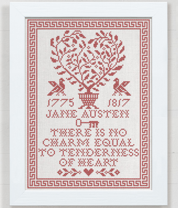 Tenderness of Heart - A Jane Austen Pattern - counted cross stitch chart by Modern Folk Embroidery