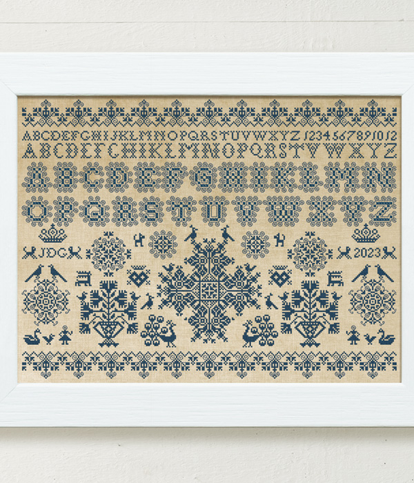 A Frisian Fantasy - An original design inspired by samplers from the Northern Netherlands, by Modern Folk Embroidery
