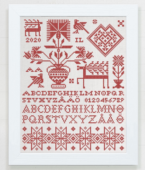 The Deer Sampler - An Original Scandinavian counted cross stitch design by Modern Folk Embroidery