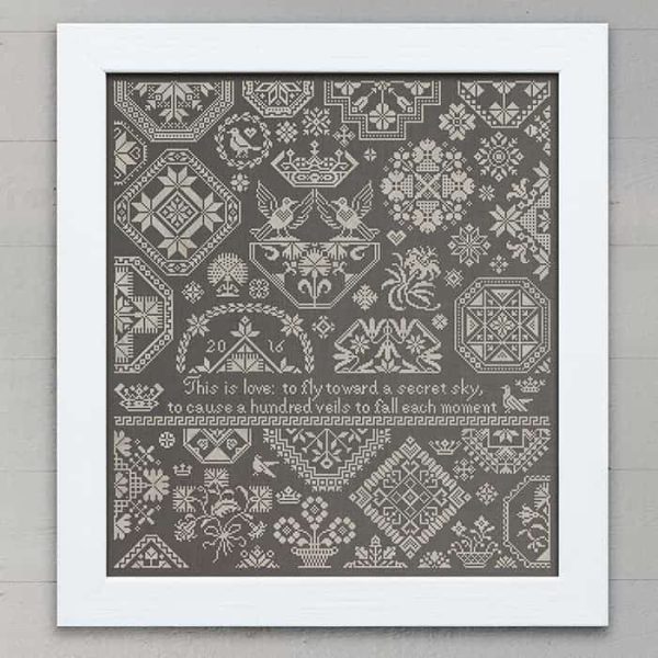 Quaker Sampler A Secret Sky - Original Cross Stitch Embroidery Pattern PDF Download Booklet