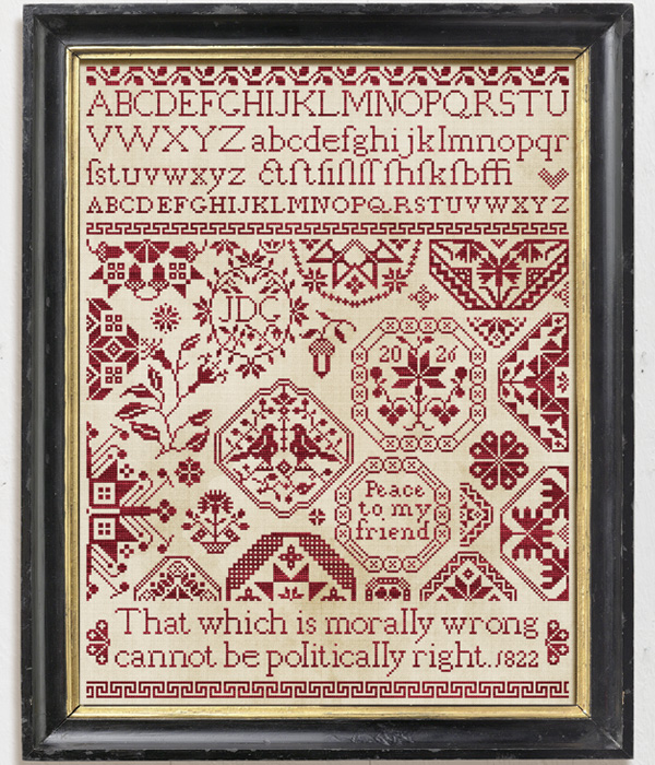 Peace to my Friend - a Quaker Style Sampler designed for cross stitch by Modern Folk Embroidery