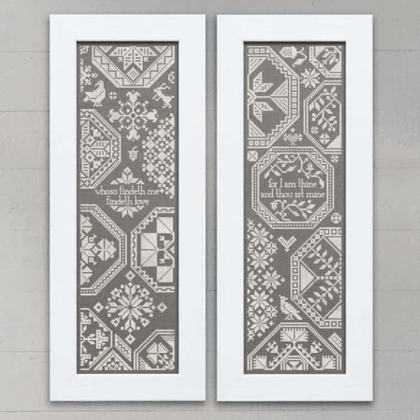 Two Quaker Sister Samplers - PDF Cross-Stitch embroidery pattern chart by Modern Folk Embroidery