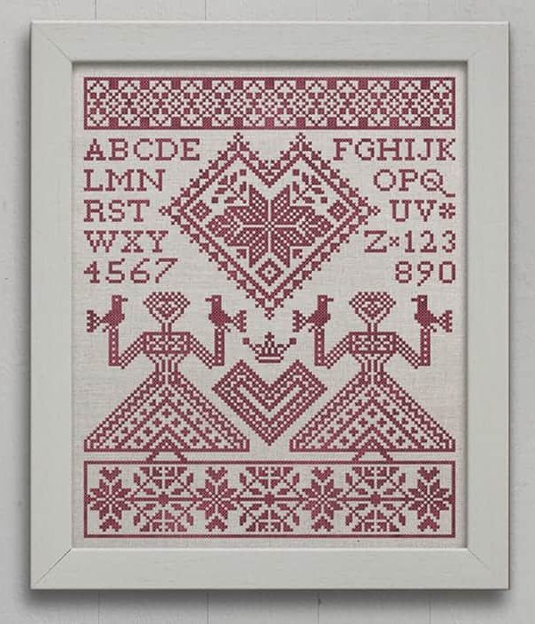 My Norwegian Valentine - An Alphabet Sampler. Original cross-stitch design by Modern Folk Embroidery, as featured in Cross-Stitch & Needlework Magazine