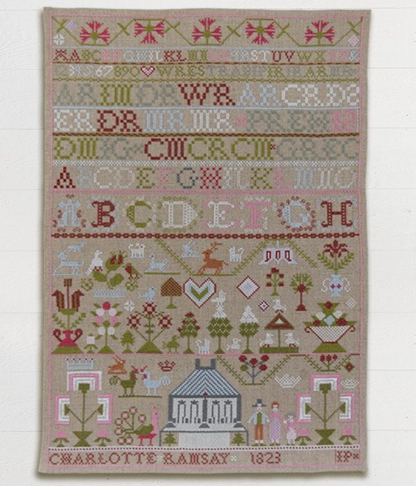 Charlotte Ramsay, 1823 - period reproduction sampler by Modern Folk Embroidery