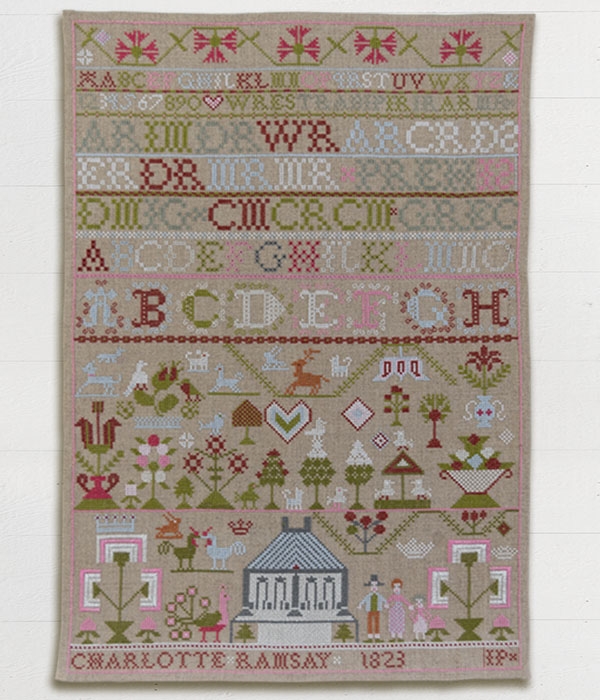 Charlotte Ramsay, 1823 - period reproduction sampler by Modern Folk Embroidery