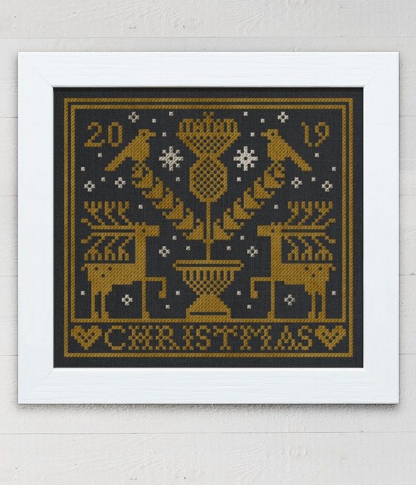 Winter Thistle - A Pincushion for the Season, original cross stitch design by Modern Folk Embroidery