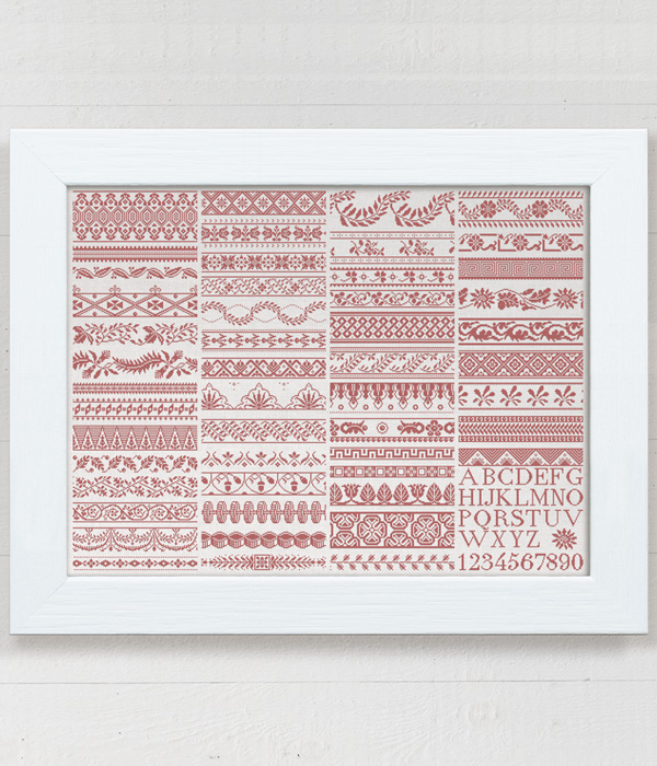 50 French & English Borders - an original cross-stitch design by Modern Folk Embroidery