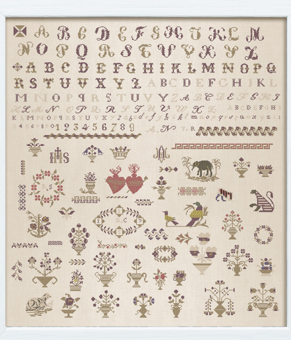 Il Fazzoletto Ricamato - The Handkerchief Embroidery, an Italian 19th Century Sampler charted by Modern Folk Embroidery