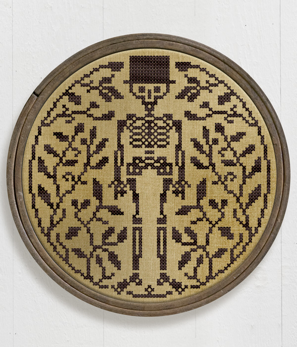 Mr Bones in the Garden - original cross stitch chart by Modern Folk Embroidery