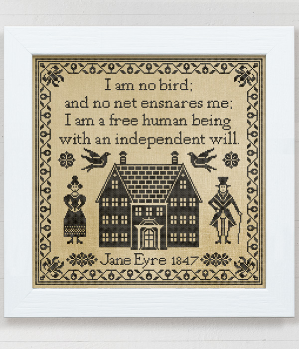I Am No Bird: A Charlotte Brontë Sampler - cross stitch design by Modern Folk Embroidery