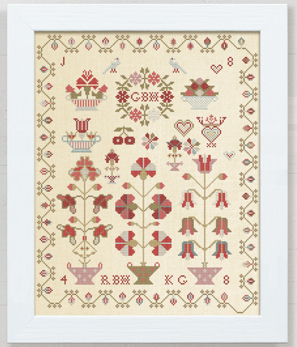 GBH 1848 - An Traditional Dutch Cross Stitch Sampler charted by Modern Folk Embroidery
