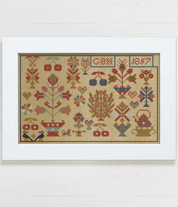 GBH 1857 - An Traditional Dutch Cross Stitch Sampler charted by Modern Folk Embroidery