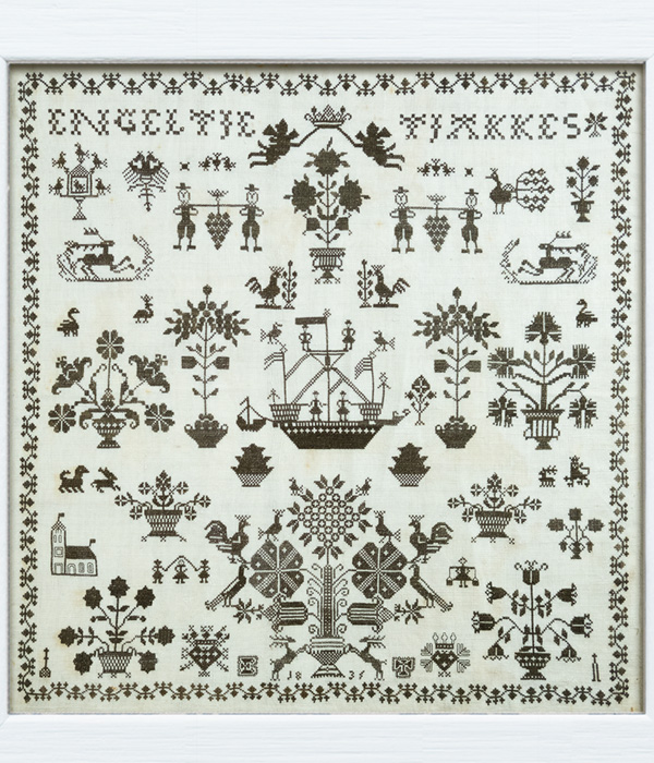 Engeltje Tjakkes 1835 - MFE SAL 2022, a period reproduction sampler by Modern Folk Embroidery