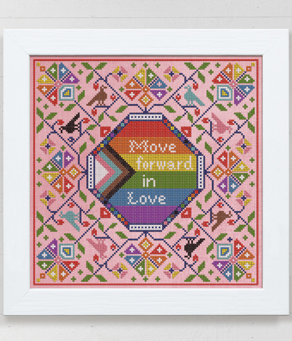 Move Forward in Love - an LGBTQ+ Pride inspired design by Modern Folk Embroidery