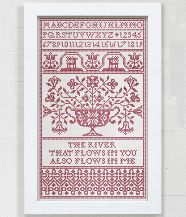 The River - An original cross stitch design by Modern Folk Embroidery