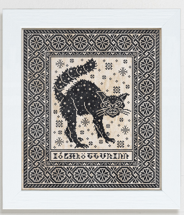 Jólakötturinn - the Icelandic Yule Cat, an original cross stitch chart designed by Modern Folk Embroidery