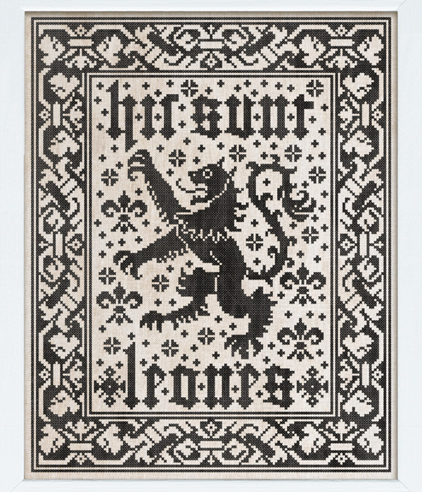 Here Be Lions - original cross stitch design by Modern Folk Embroidery