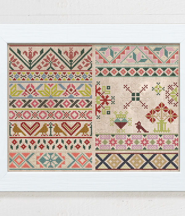 A Frisian Band Sampler - original counted cross stitch design charted by Modern Folk Embroidery