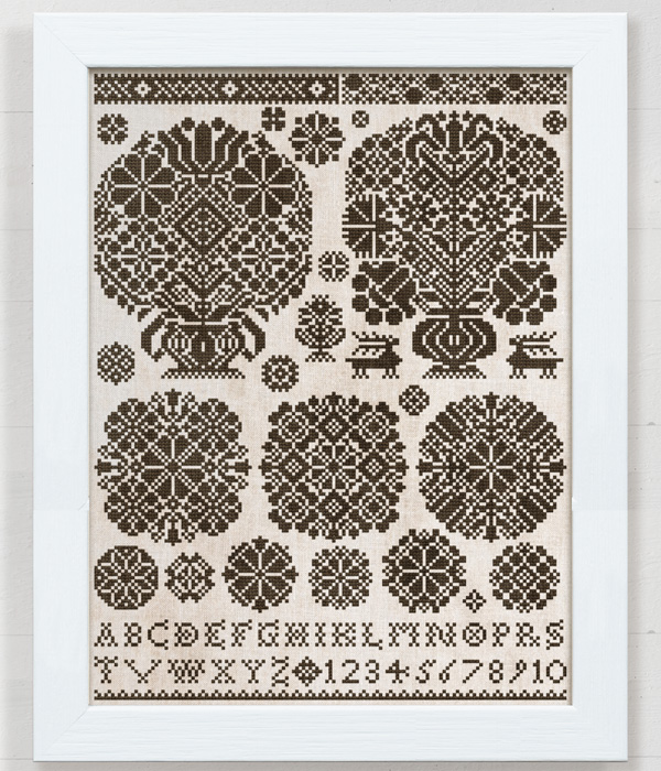 A Medium Vierlande Style Sampler - an original cross-stitch chart designed by Modern Folk Embroidery