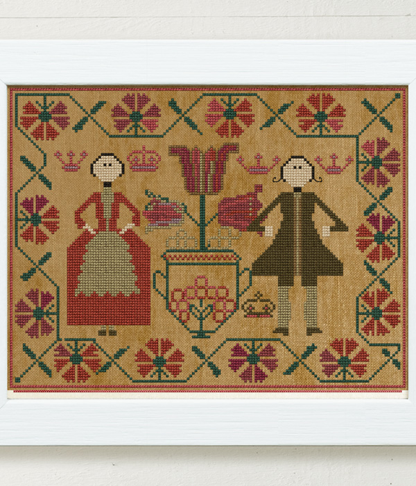 Katrin & William - an original cross stitch design by Modern Folk Embroidery based on a traditional 18th century Scottish sampler