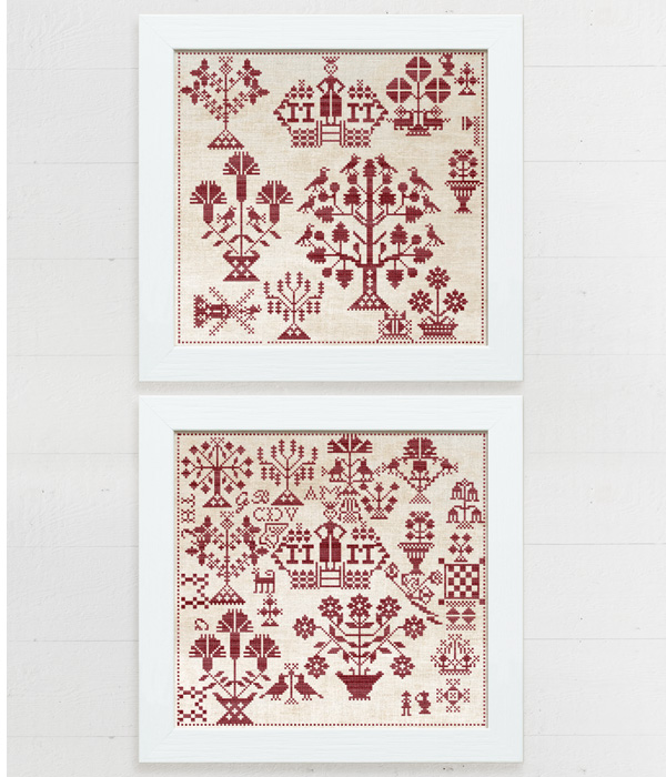 The MM Samplers - 2 Dutch Reproduction Samplers charted by Modern Folk Embroidery