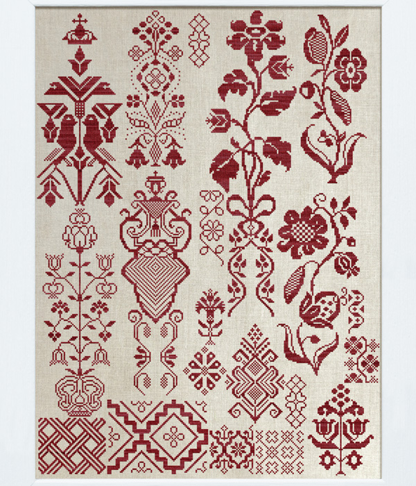 Hold On To Your Socks - a period reproduction sampler of an 18th century knitting design by Modern Folk Embroidery