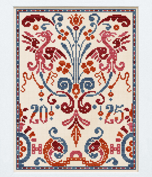 2 Phoenix 4 U - the 2025 SALentine's pattern in collaboration with Evertote and Roxy Floss Co, designed by Modern Folk Embroidery