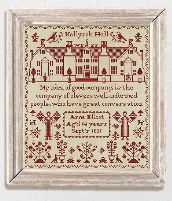 The Best Company is a Jane Austen inspired cross-stitch pattern, quoting Persuasion, and designed by Modern Folk Embroidery