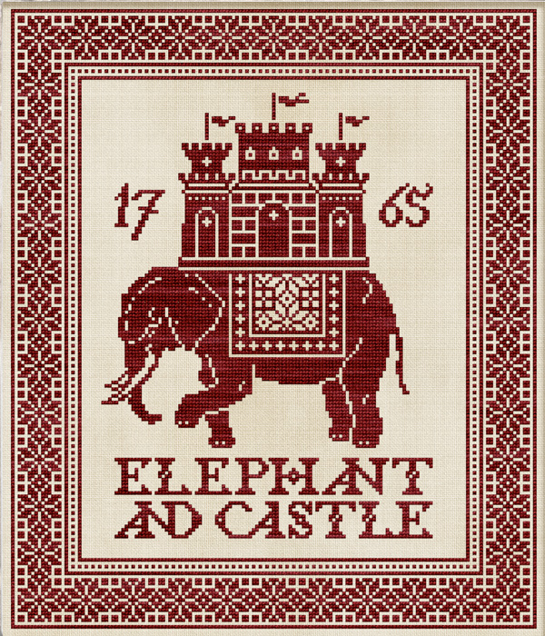 Elephant and Castle - a cross stitch pattern designed by Modern Folk Embroidery