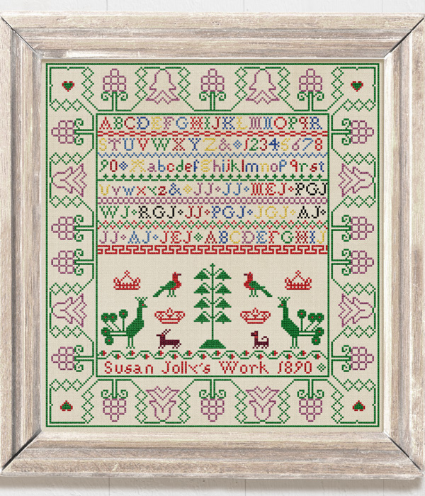 Susan Jolly 1890 - A Scottish Reproduction sampler charted by Modern Folk Embroidery