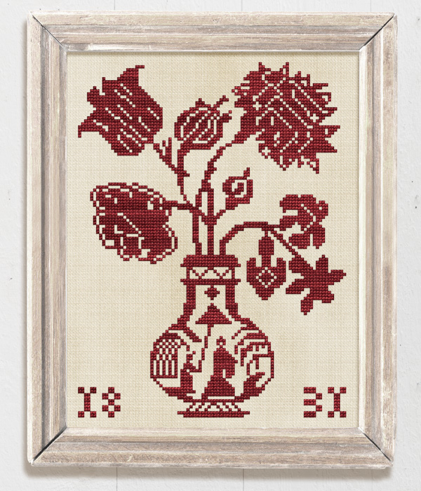China Roses, a cross stitch chart by Modern Folk Embroidery based on an antique Frisian cushion embroidery
