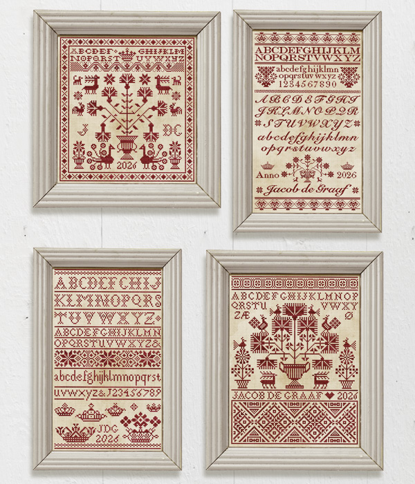 Letters from the North - four original cross-stitch samplers designed by Modern Folk Embroidery