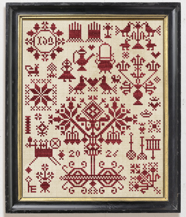 The Fast Frisian - an original cross stitch design inspired by traditional Dutch samplers by Modern Folk Embroidery